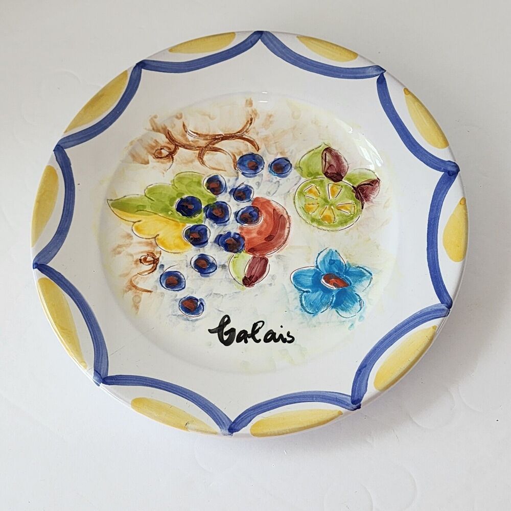 Calais Signed Plate Hand-Painted Pottery HIMARK Portuguese Floral Dish 8.5 in D